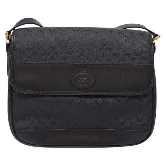 GUCCI Micro GG Supreme Shoulder Bag PVC Black Gold 001 14 0925 Auth 137566 - Picture 1 of 16